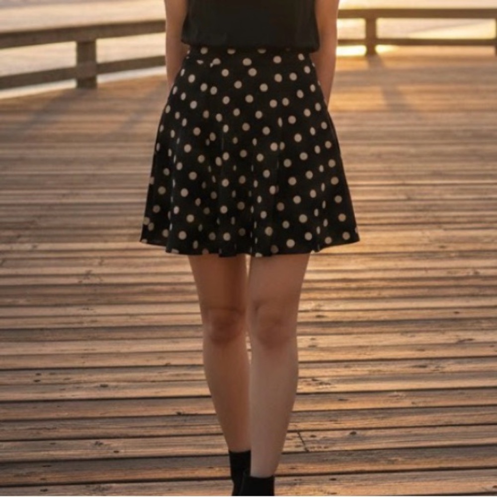Lush Polka Dot Flared Mini Skirt